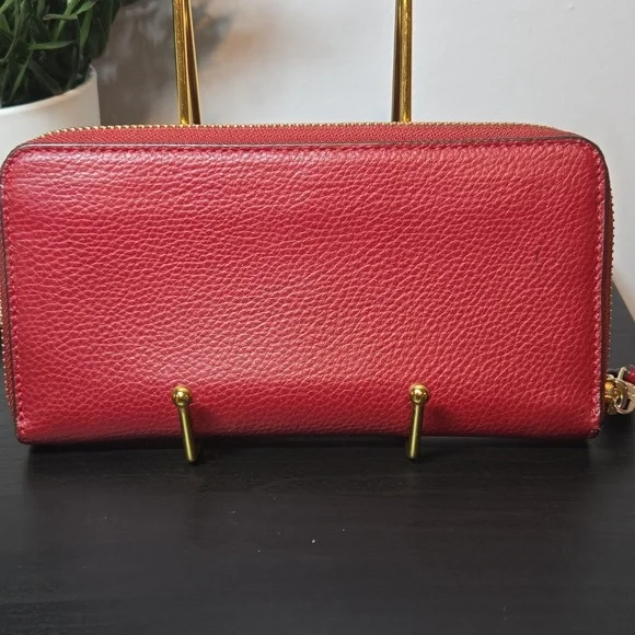 COACH RED LONG ZIP WALLET - Picture 4 of 11